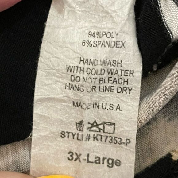 Coco Kelly Striped Blouse With Open Back Black White Leopard Detail Size 3X - Picture 9 of 11